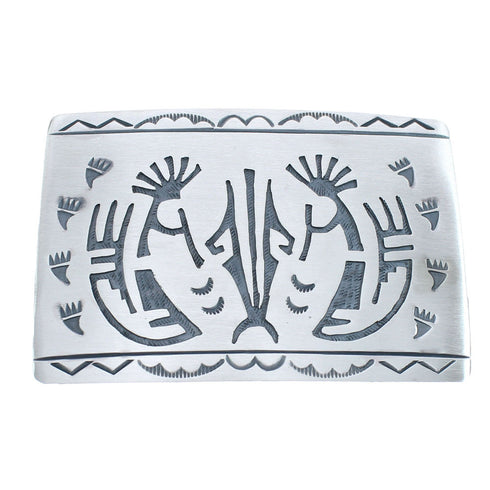 Native American Navajo Sterling Silver Kokopelli Bear Paw Belt Buckle JX123065