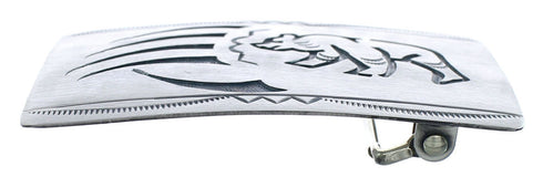 Native American Navajo Sterling Silver Bear and Bear Paw Belt Buckle JX123067