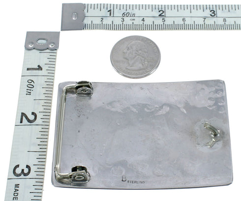 Native American Navajo Sterling Silver Bear and Bear Paw Belt Buckle JX123067