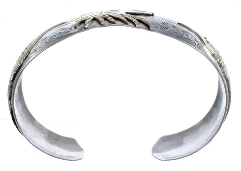Native American Sterling Silver12KGF Eagle Navajo Cuff Bracelet JX123095