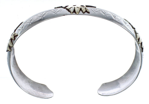 Native American Sterling Silver12KGF Cow Skull Navajo Cuff Bracelet JX123097