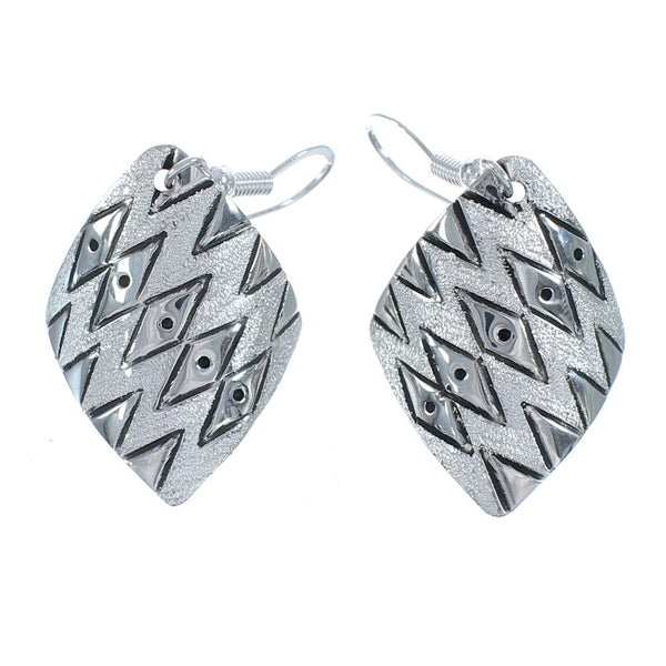 Native American Genuine Sterling Silver Hook Dangle Earrings JX123137