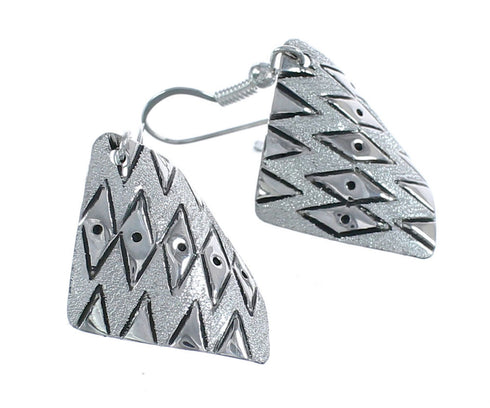 Native American Genuine Sterling Silver Hook Dangle Earrings JX123137