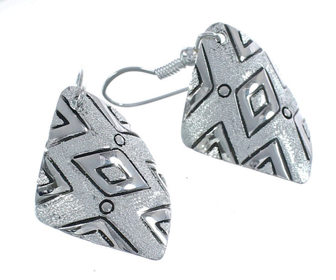 Native American Genuine Sterling Silver Hook Dangle Earrings JX123138