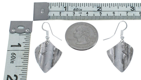 Native American Genuine Sterling Silver Hook Dangle Earrings JX123138