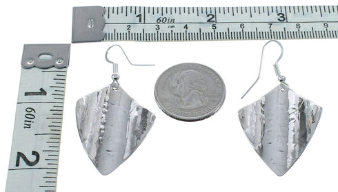 Native American Genuine Sterling Silver Hook Dangle Earrings JX123171