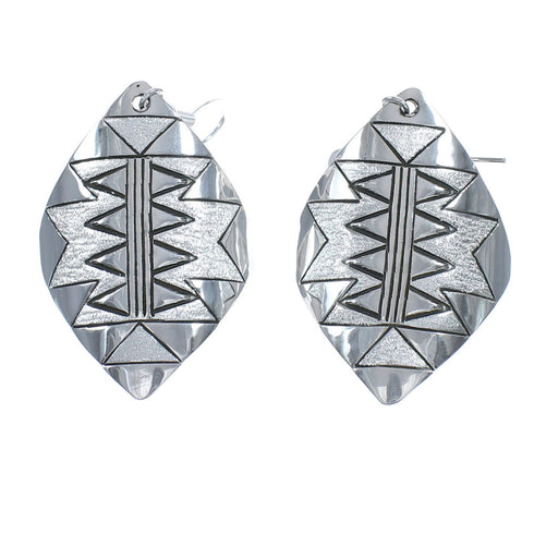 Native American Genuine Sterling Silver Hook Dangle Earrings JX123173