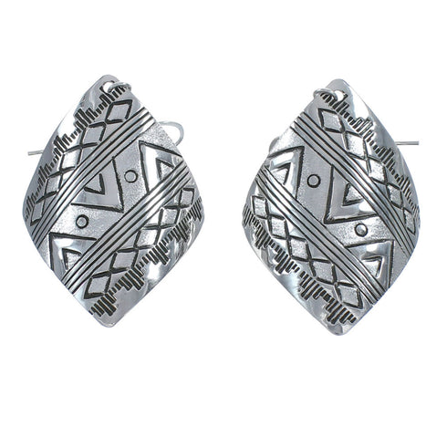 Native American Genuine Sterling Silver Hook Dangle Earrings JX123176