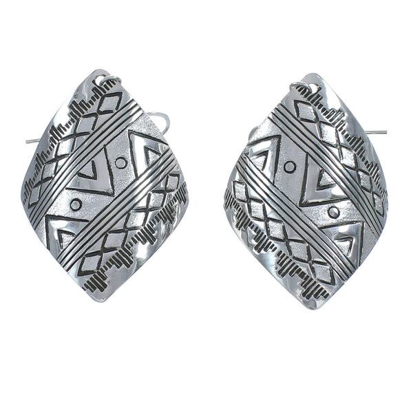 Native American Genuine Sterling Silver Hook Dangle Earrings JX123176