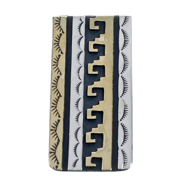 Native American Sterilng Silver 12KGF Water Wave Money Clip JX123179