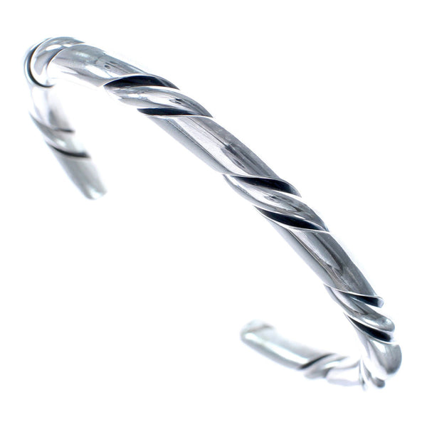 Native American Navajo Twisted Sterling Silver Cuff Bracelet JX123219