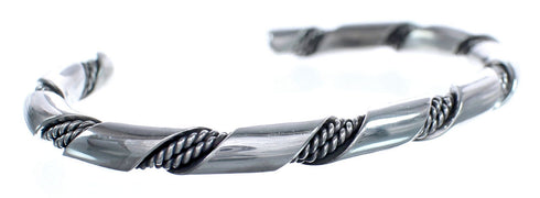 Native American Navajo Authentic Twisted Sterling Silver Cuff Bracelet JX123218