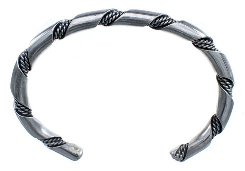 Native American Navajo Authentic Twisted Sterling Silver Cuff Bracelet JX123218