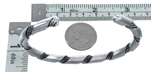 Native American Navajo Authentic Twisted Sterling Silver Cuff Bracelet JX123218