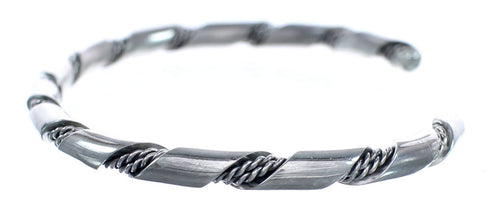 Native American Navajo Authentic Twisted Sterling Silver Cuff Bracelet JX123216