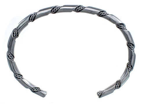 Native American Navajo Authentic Twisted Sterling Silver Cuff Bracelet JX123216