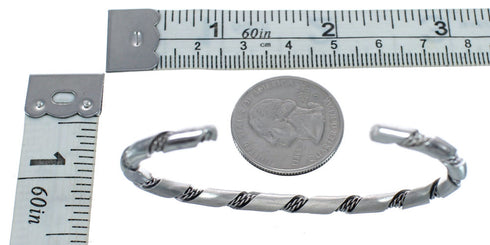 Native American Navajo Authentic Twisted Sterling Silver Cuff Bracelet JX123216