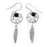 Native American Onyx Dream Catcher Feather Sterling Silver Hook Dangle Earrings JX123224