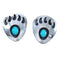 Navajo Genuine Sterling Silver Turquoise Bear Paw Post Earrings JX123226