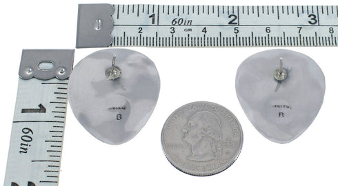 Navajo Genuine Sterling Silver Turquoise Bear Paw Post Earrings JX123226