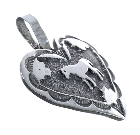 Native American Navajo Heart Horse Sterling Silver Pendant JX123286