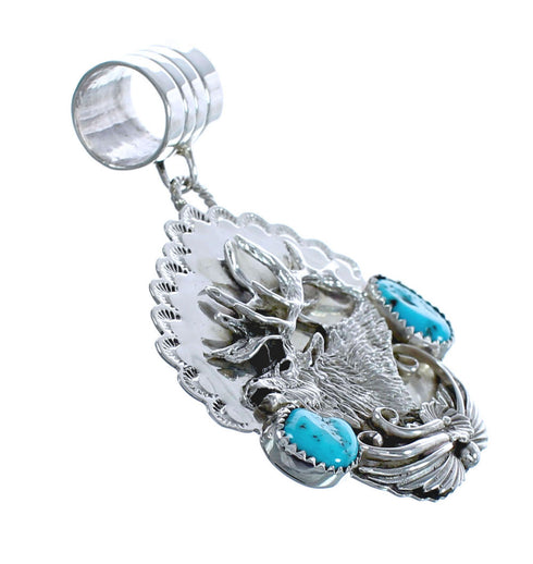 Native American Turquoise Elk Sterling Silver Pendant JX123296