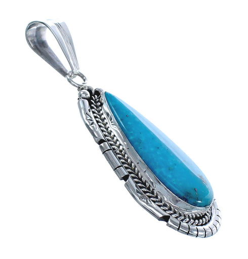 Native American Turquoise Tear Drop Genuine Sterling Silver Pendant JX123255