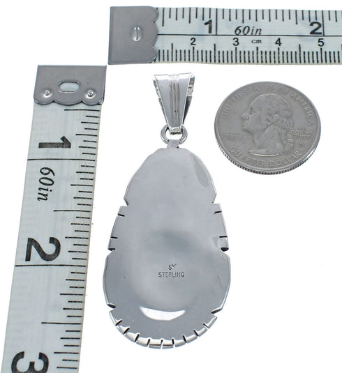 Native American Turquoise Tear Drop Genuine Sterling Silver Pendant JX123255