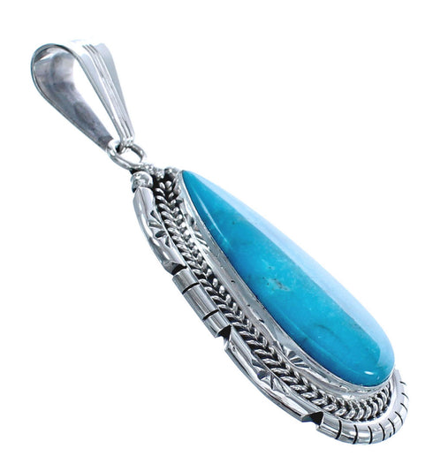 Native American Turquoise Tear Drop Genuine Sterling Silver Pendant JX123256
