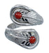 Feather Sterling Silver Coral Navajo Adjustable Ring Size 7, 8, 9 AX123254