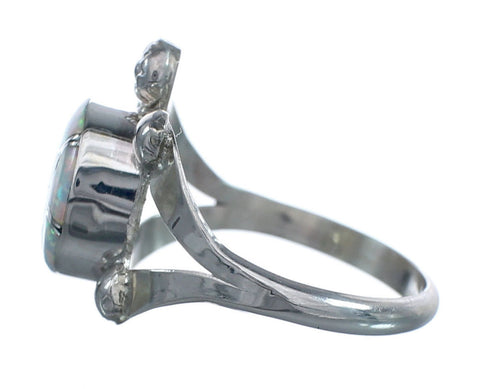 Native American Navajo Opal Sterilng Silver Turtle Ring Size 8-3/4 AX123358