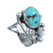 Flower Scalloped Leaf Turquoise Genuine Sterling Silver Navajo Ring Size 5-1/2 AX123288