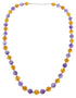 Amber And Amethyst Sterling Silver Navajo Bead Necklace AX123522