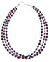 American Indian 3-Strand Multicolor Silver Bead Necklace AX123507