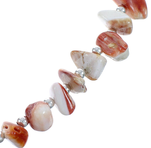 Native American Oyster Shell Authentic Sterling Silver Bead Necklace AX123532