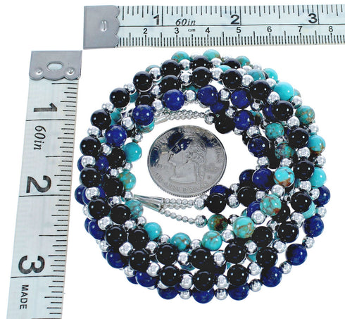 American Indian 3-Strand Multicolor Silver Bead Necklace AX123499