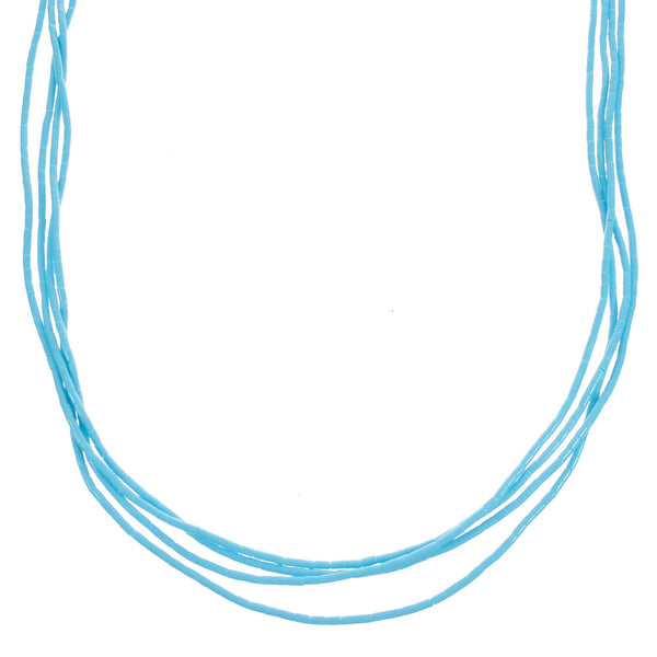 Native American Sterling Silver 4-Strand Turquoise Heishi Bead Necklace AX123538