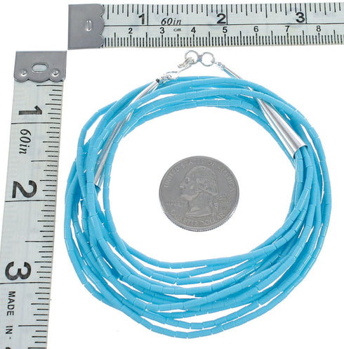 Native American Sterling Silver 4-Strand Turquoise Heishi Bead Necklace AX123538