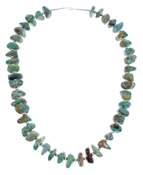 Navajo Kingman Turquoise Genuine Sterling Silver Bead Necklace AX123413
