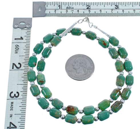 Kingman Turquoise Native American Bead And Silver Necklace JX123457