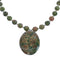 Native American Sterling Silver Unakite Pendant Bead Necklace JX123404