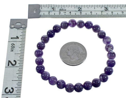 Native American Amethyst Stretch Bead Bracelet JX123411