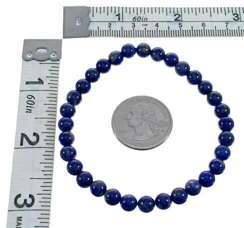 Native American Lapis Stretch Bead Bracelet JX123419