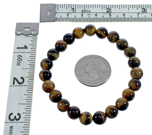 Native American Tiger Eye Stretch Bead Bracelet JX123427