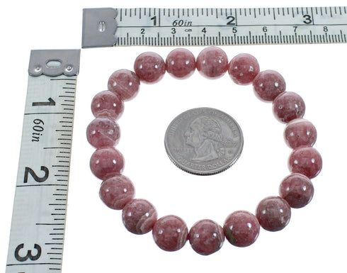 Native American Rhodochrosite Stretch Bead Bracelet JX123424