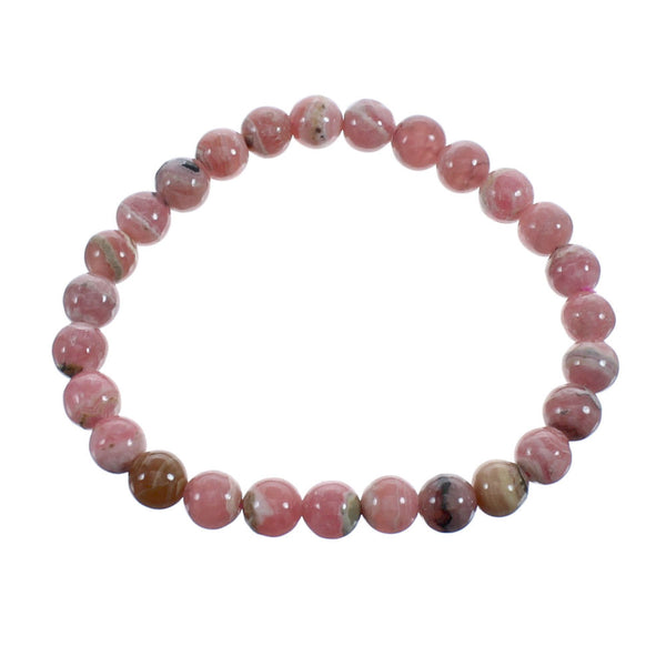 Native American Rhodochrosite Stretch Bead Bracelet JX123422