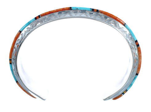 Native American Sterling Silver Multistone Inlay Cuff Bracelet AX123716