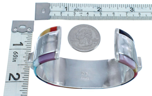 Multicolor Inlay Sterling Silver Zuni Cuff Bracelet AX123710