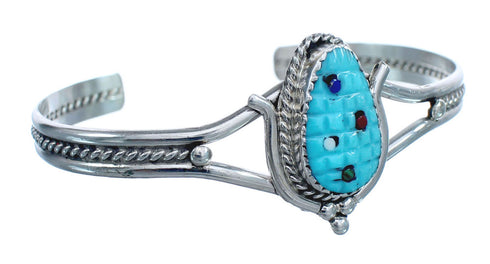 Zuni Genuine Sterling Silver Multicolor Corn Bracelet AX123735