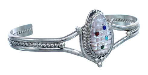 Zuni Genuine Sterling Silver Multicolor Corn Bracelet AX123739